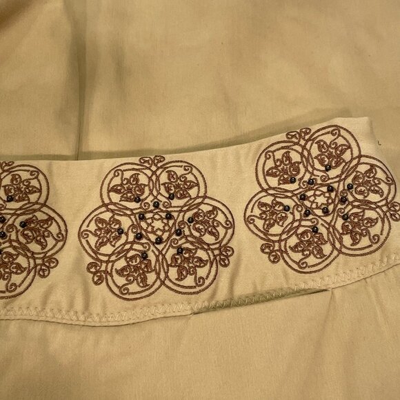 ELEVENSES (ANTHROPOLGIE) Embroidered/Beaded Pants, Tan - 8 - Picture 3 of 9
